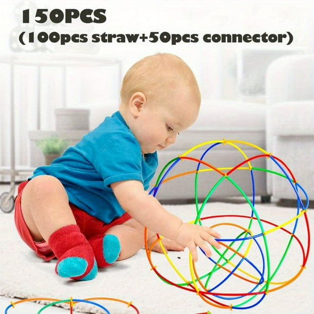 Straw Constructor Toys STEM Building Toys Interlocking Plastic Toys Engineering Toys Thin Tube Blocks Toy Educational Toy Kit For Indoor&Outdoor Kids Toy DIY Gift For Boys And Girls
