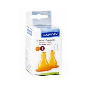 Suavinex - Caja De 2 Repuestos De Tetina Redonda De Látex Flujo Variable +0 Meses