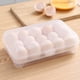 thumbnail image 3 of Huevera de plástico, bandeja para huevos rellenos con tapa, huevera portátil apilable para refrigerador con 15 ranuras para huevos, ideal para camping, nevera y cocina., 3 of 8