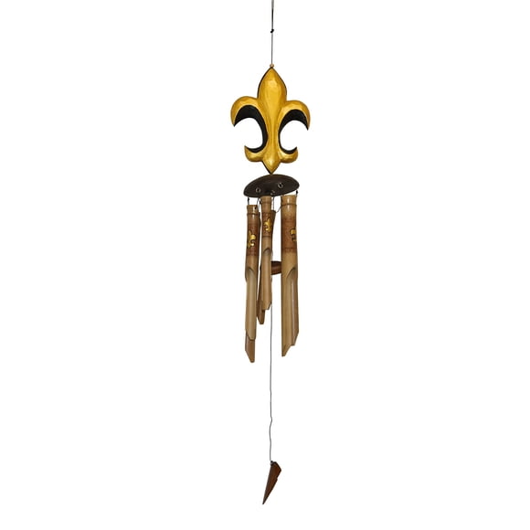 Campanilla de viento Cohasset Fleur de Lis hecha a mano en madera de bambú