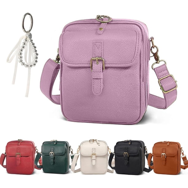 Bolso bandolera mujer retro piel sintética hombro mensajero cartera integrada ranuras tarjetas antirrobo