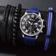 thumbnail image 1 of 4pcs/set Watch Set 1pc Men's Simple Quartz Leather Watch & 3pcs Braided Leather Bracelets Beaded Bracelets, 1 of 5