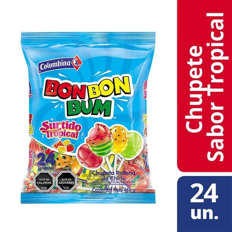 Chupete Bon Bon Bum Tropical 456 g Colombina