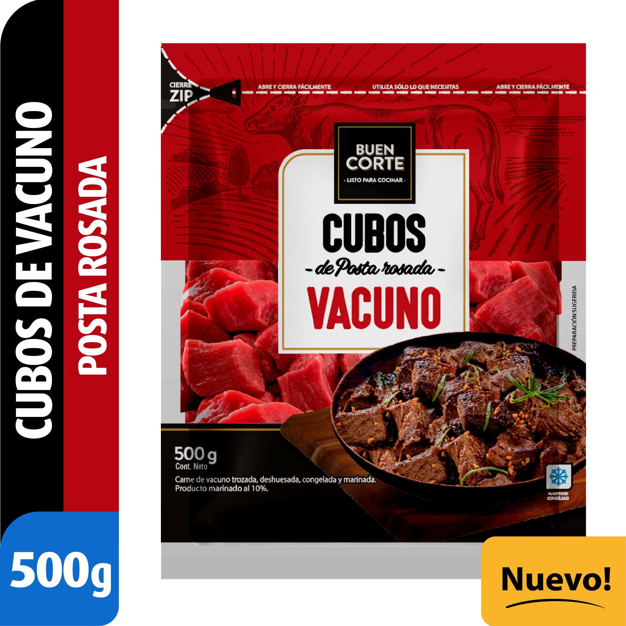 Carne De Vacuno Posta Rosada En Cubos 500 g El Buen Corte