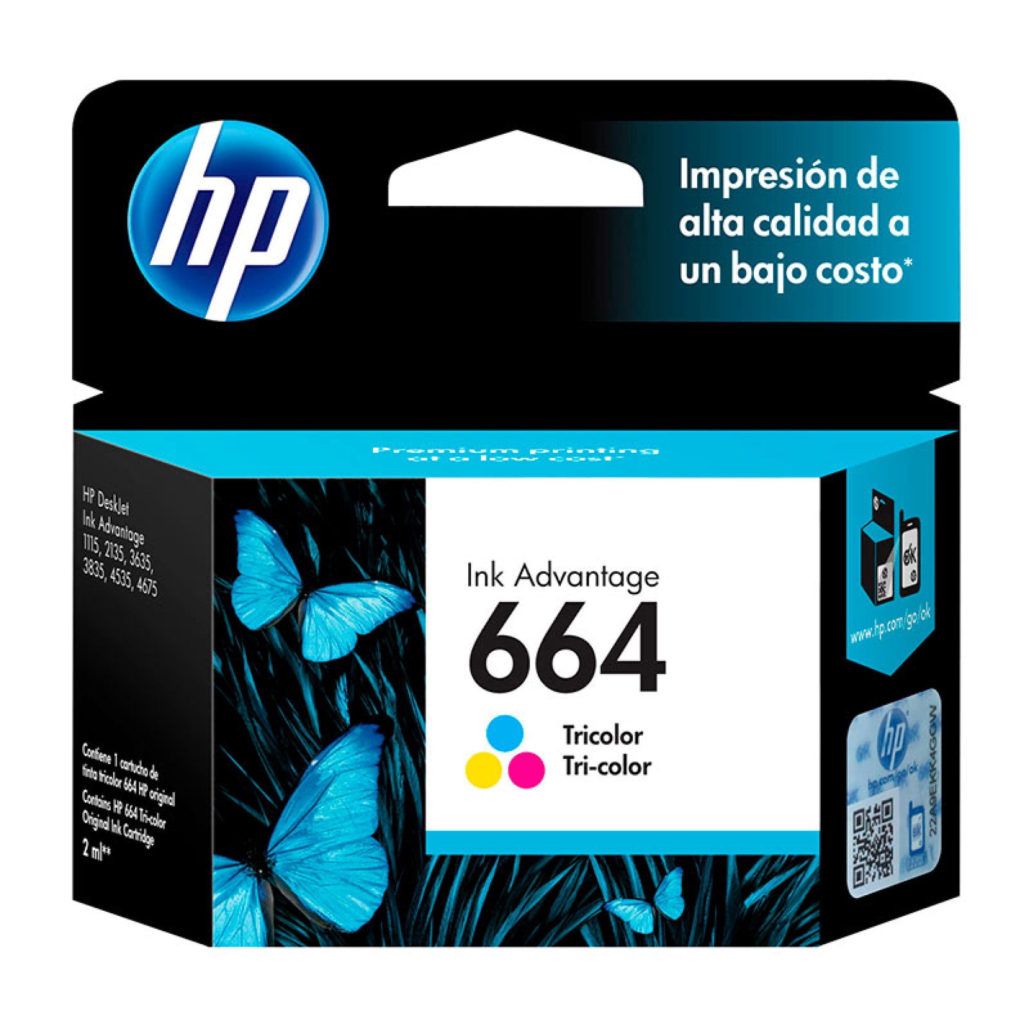 Cartucho de Tinta Original HP664 Tricolor