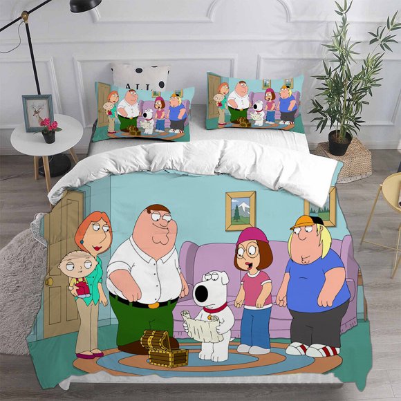 Family Guy Stewie Brian Griffin Duvet Cover Bedding Set Pillowcase Quilt3-Piece Bedding Set (1 Duvet Cover + 2 Pillow Shams)