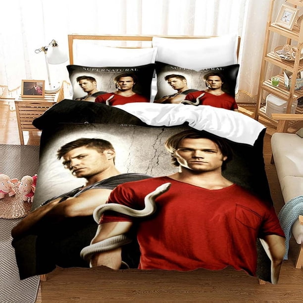 Supernatural SPN TV Play Quilt Duvet Cover Set Bedspread Soft Bedclothes3-Piece Bedding Set