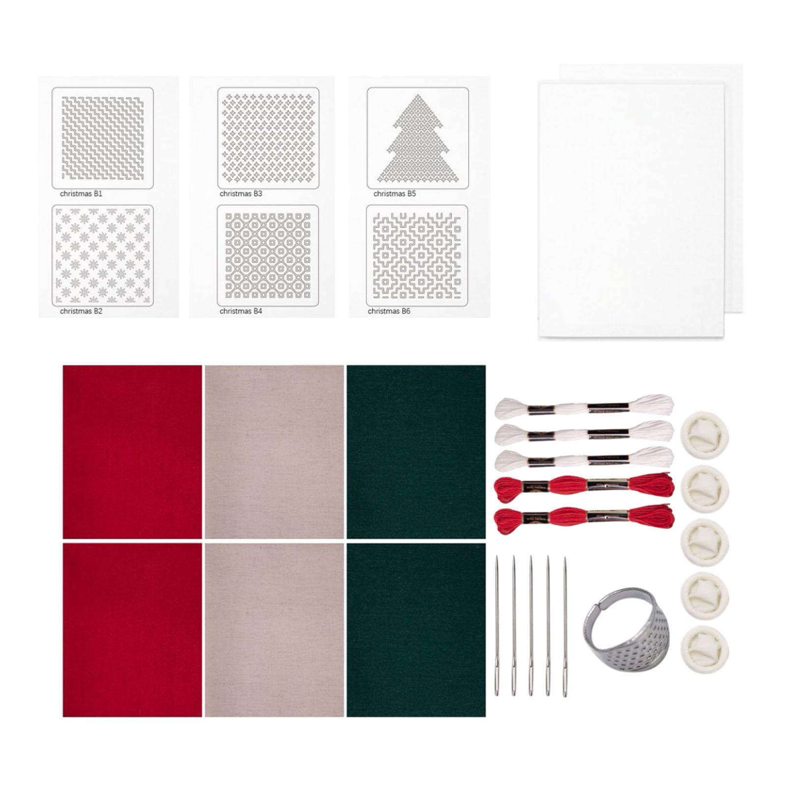 Magideal - Kit De Costura Estabilizador Soluble En Agua Pegajoso, Práctico Juego De Papel De Bordado Para Tela Impresa Sashiko Para Principiantes Con Punzón De Tipo B