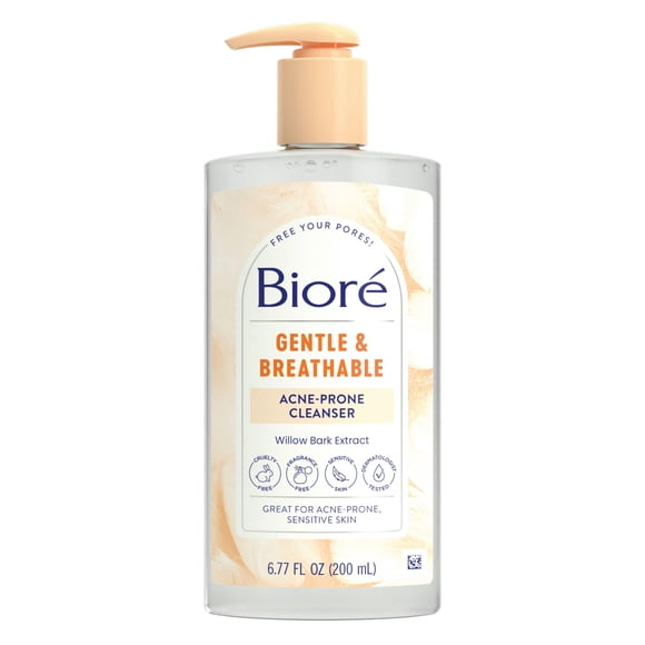 Jabón facial Bioré suave y transpirable para el acné, 200 ml, sin fragancia