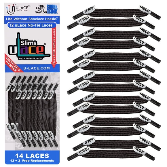 Cordones U‑Lace Slims sin Nudos Gris Oscuro – Pack de 14