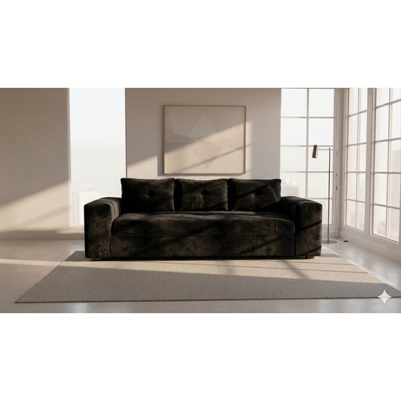 Sofa Praga 3 Cuerpos Felpa Negro