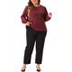 thumbnail image 2 of Agnes Orinda Conjuntos de Halloween Blusas de Talla Grande para Mujeres Cuello Redondo Plisado Trabajo Oficina Camisas de Manga Larga 4X Burdeos, 2 of 6
