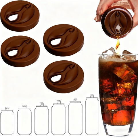 Tapa Para Lata De Refresco Qicwuoy, Novedosa Silicona, Reutilizable, Marrón (1 Unidad)