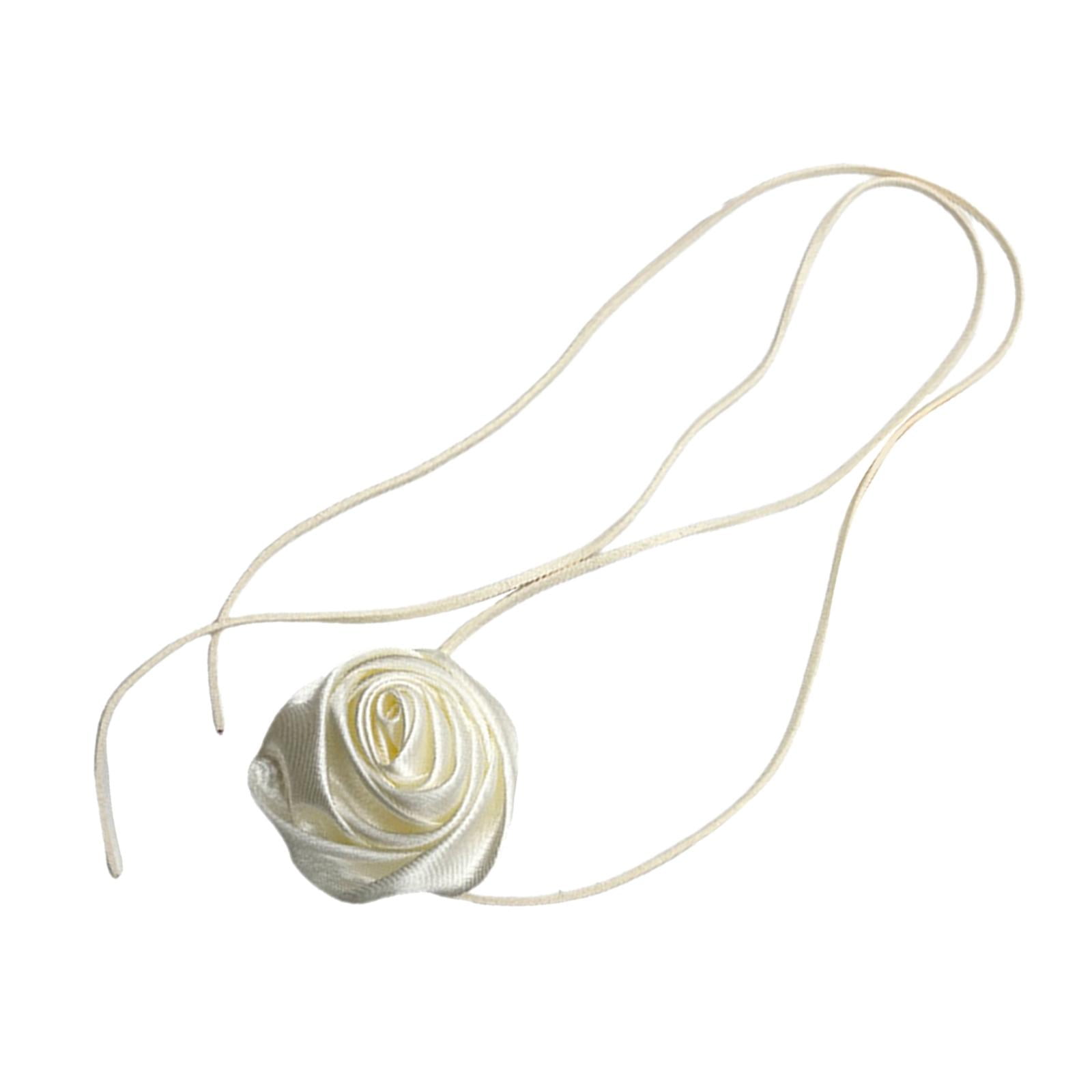 Magideal - Gargantilla De Flores Rosas, Collar, Banda Para El Cuello, Joyería Gótica, Gargantilla Vintage, Cuerda Para La Cintura Para Cenas, Fiestas, Accesorios Blanco