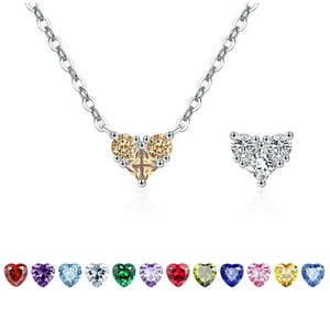 Collar Heshpaws Corazón Doble Faz Zirconia Plata 925 Con Caja De Regalo