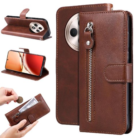 Gangxun - Funda Con Cremallera Para Oppo Reno 12F 5G, Carcasa Cartera De Cuero Pu Con Soporte Y Tarjetero