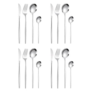 Magideal - Juego De Cubiertos De Cocina, Vajilla De Acero Inoxidable, Cuchillo Para Carne, Tenedores, Cuchara, Cucharadita Para Cumpleaños, Festival De Primavera Plata 16 Piezas