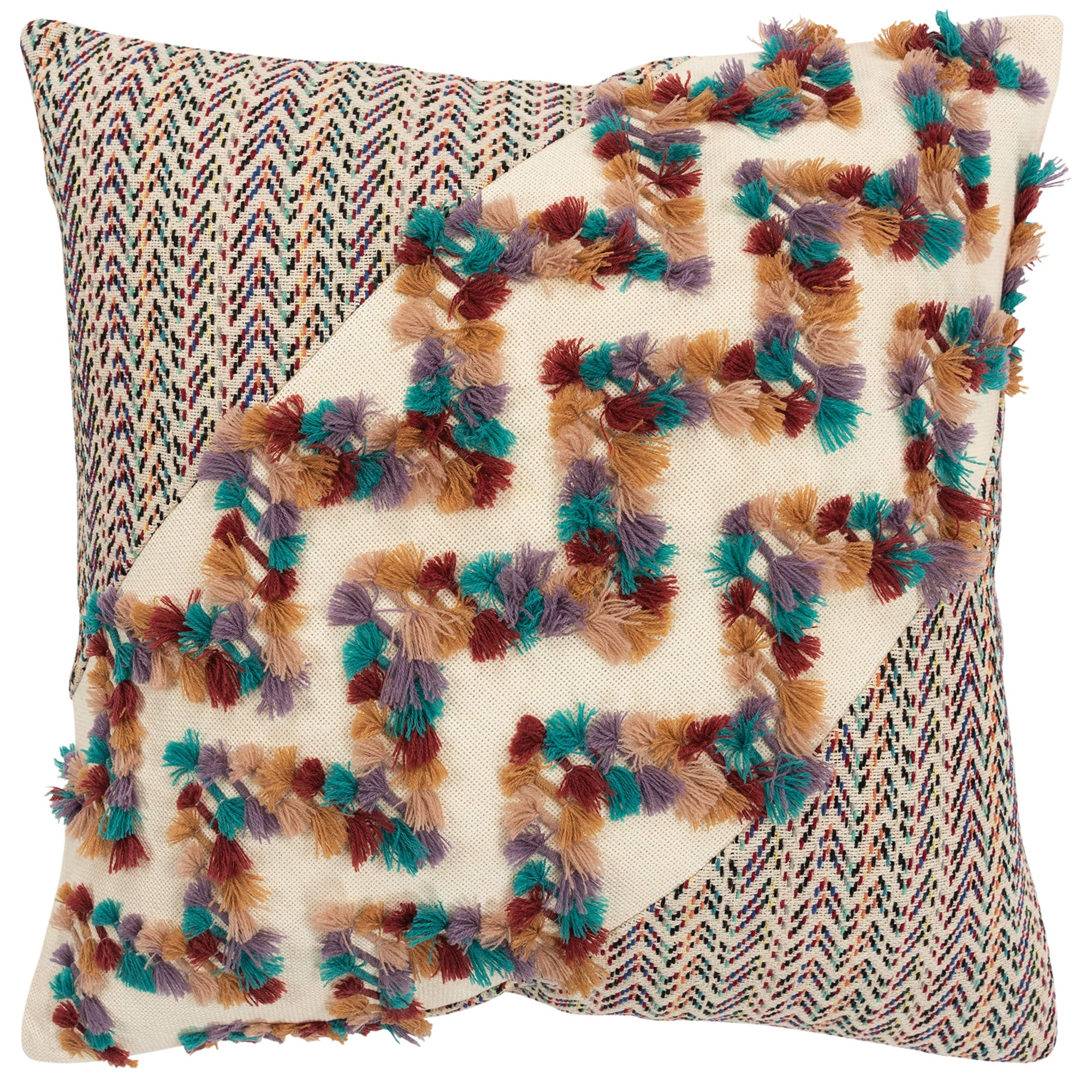 Almohada Rizzy Home Chevron De 50 X 50 Cm Con Relleno De Plumón Y Funda De Algodón