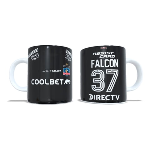 Arumistorechile - Tazon Taza + Porta Vaso Colocolo 2024 Negro Maximiliano Falcón