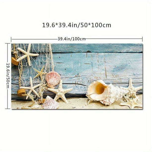 1pc Beach Seascape Canvas Painting, Shell Sea Wall Art Starfish Seashells Wall Pictures Poster For Living Room Bedroom Office Decor, No Frame