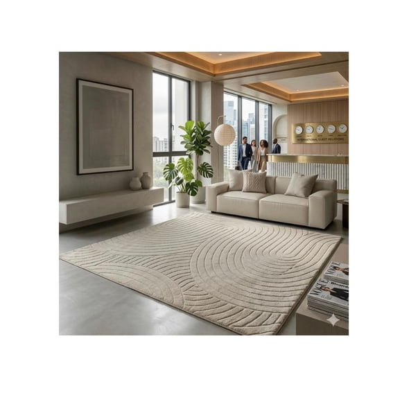 Alfombra jacquard 160x200 beige relive modelo harver moderna elagante decorativa 12566