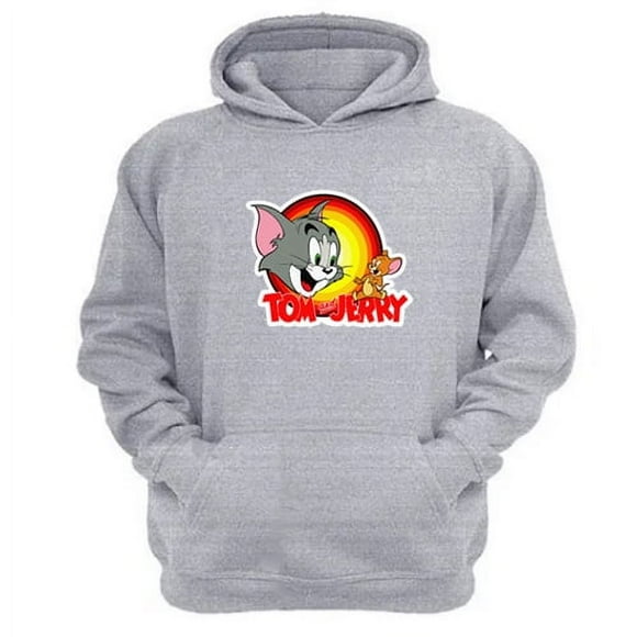 Polerón Canguro Tom Y Jerry Gris Claro Talla S Unisex