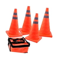 Magideal - 4 Conos De Estacionamiento Reflectantes Plegables De 45 Cm Para Carretera, Conos De Advertencia Versátiles Para Emergencias En La Carretera Durante La