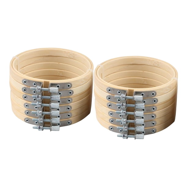 12 Uds. Anillos de aros bordados a mano de bambú con marcos ajustables para manualidades con agujas, costura práctica, herramientas de adornos DIY 9 pulgadas