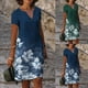thumbnail image 5 of Vestido informal de verano con estampado floral y cuello en V de manga corta para mujer, 5 of 5