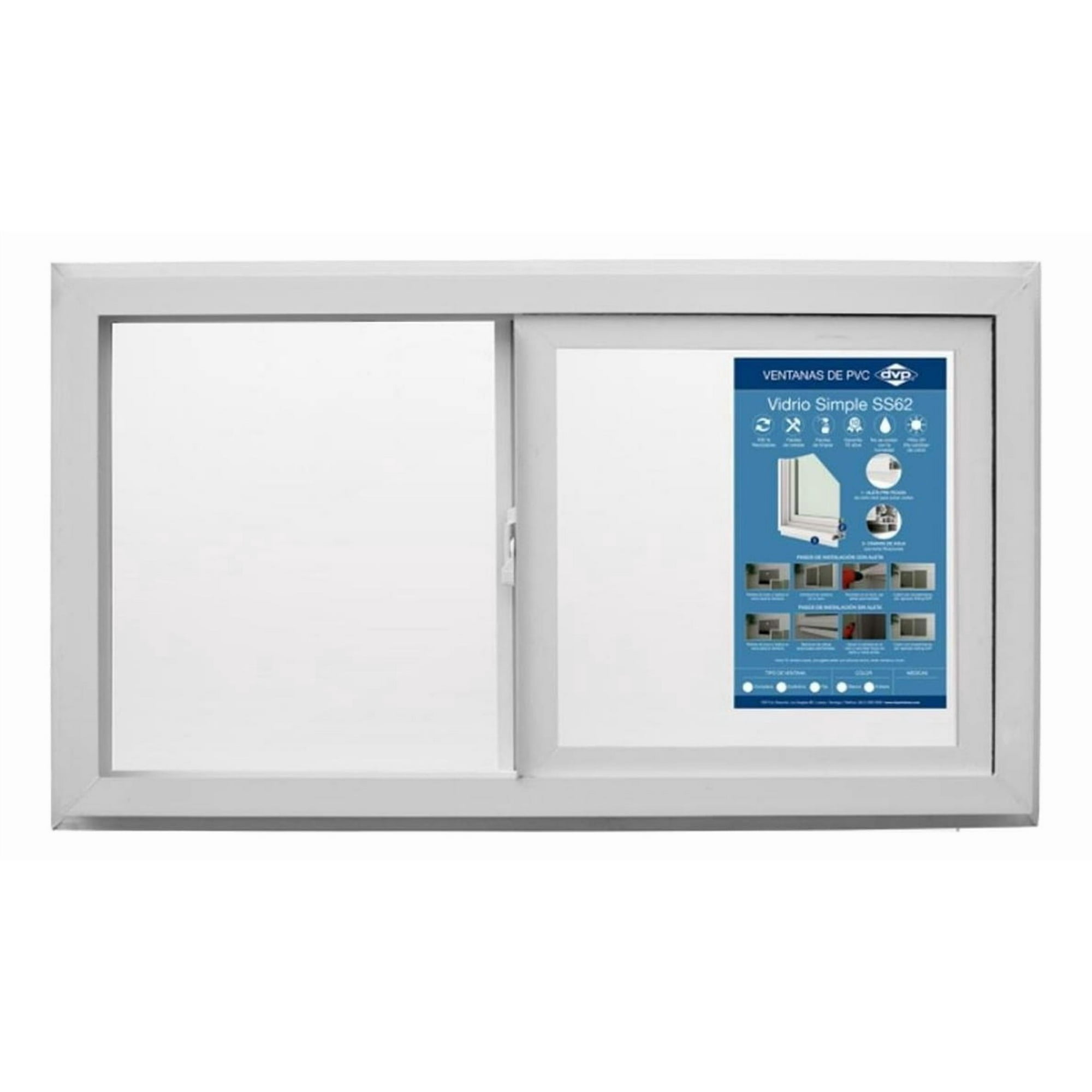 Ventana Vidrio Simple Pvc Corredera Blanca 91x50cm Dvp Color Blanco
