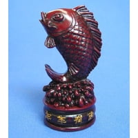 Feng Shui Import - Estatua De Pez Feng Shui, Resina Roja Importada, 7,62 Cm