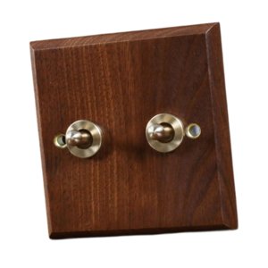 Magideal - Interruptor De Palanca De Latón Con Placa De Madera Para Iluminación , Dos Palancas