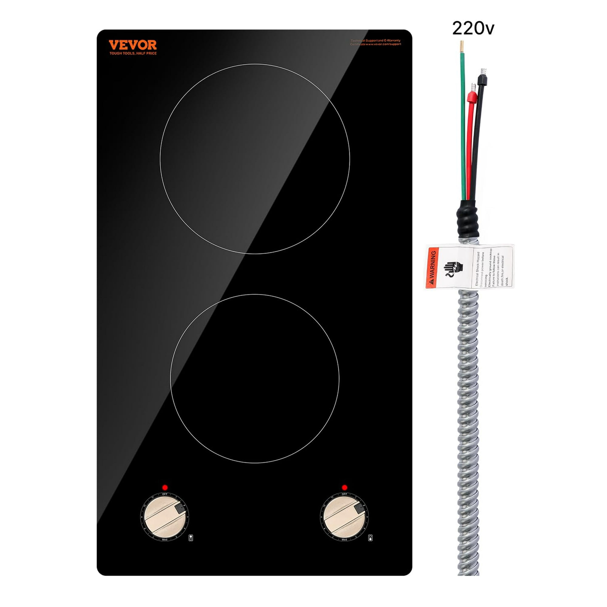 Placa De Inducción Vevor De 3500 W Con Mando Eléctrico De 2 Quemadores