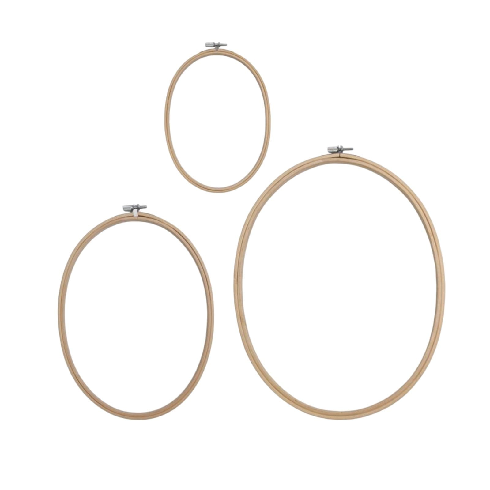 Magideal - Aros De Bordado Ovalados, Marco De Punto De Cruz, Costura Reutilizable, Aro De Madera Portátil Resistente Para Proyectos De Bordado De Costura, 3 Uds.