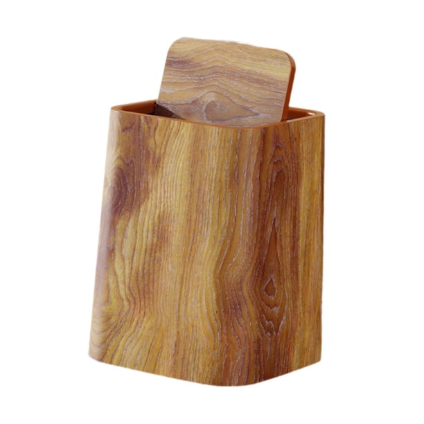 Papelera rústica, contenedor de basura, cesta decorativa para residuos, uso doméstico, contenedor creativo para casa, granja, habitación, estudio, coc L con tapa