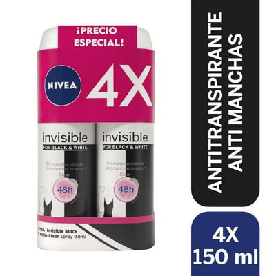 Desodorante Spray Black & White Clear Pack 4 150 Ml C/U Nivea