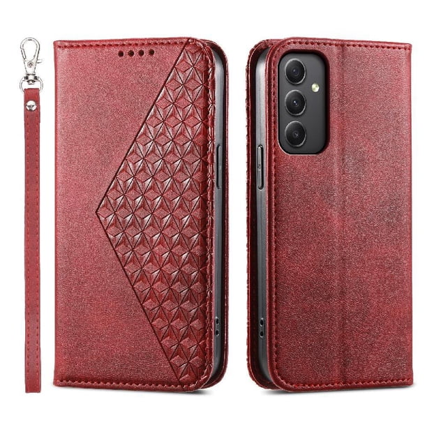 Funda Flip FOXDOCK para Samsung Galaxy M34 5G , Estilo Billetera con Diseño Rombo, Correa de Mano y Soporte, Uso Diario