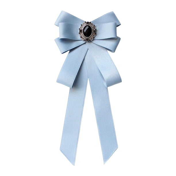 Broche de cinta con lazo preatado para mujer, con para mujer y niña, pajarita elegante para accesorios de disfraces, blusa de fiesta de cielo azul