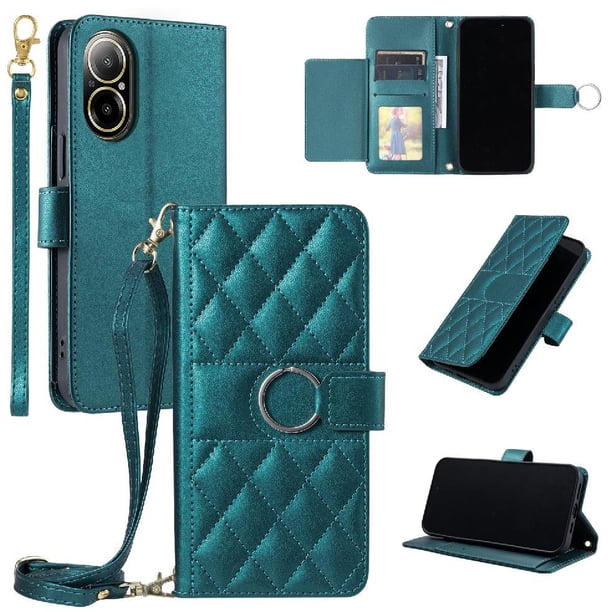 Funda tipo billetera FOXDOCK para Realme C67 4G – Tapa abatible con correa para mujer
