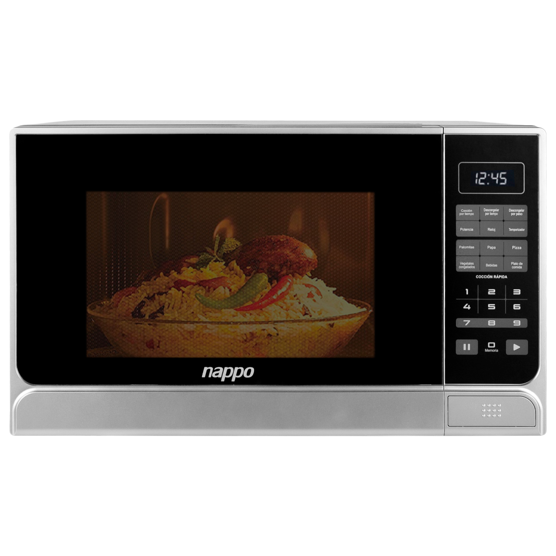 Microondas Nappo 28L Digital 6 Programas Vidrio Espejado