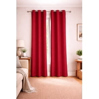 Clems - Cortina 100% Blackout De Tela Engomada 2 Paños Rojo