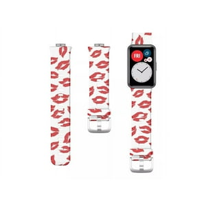 Genérico - Correa De Diseño Compatible Con Huawei Watch Fit Besos Rojos