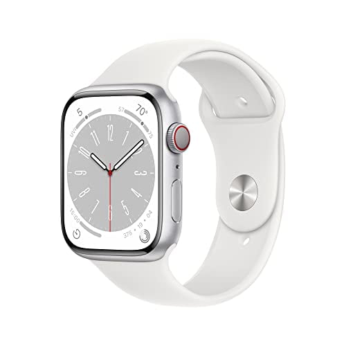Watch Series 8 Gps + Celular 45mm Caja De Aluminio Plateado Correa Deportiva Blanca S m