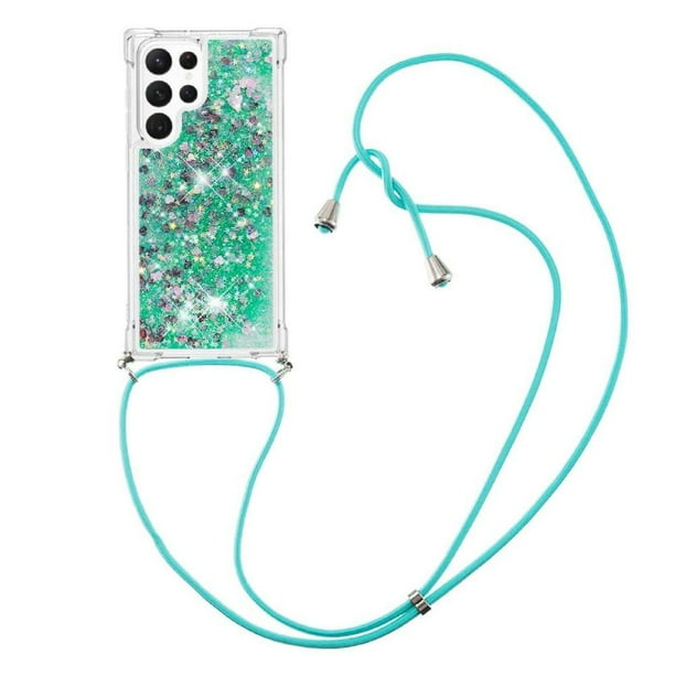 Funda FOXDOCK para Samsung Galaxy S20 Ultra con Cuerda Ajustable, Brillo Líquido, Protección Antigolpes y Lente – Ideal para Regalo
