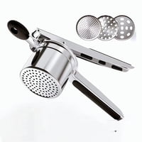 Xusx111 - Arroz De Patata De Acero Inoxidable Con 3 Discos Intercambiables Y Mangos De Agarre De Taza Interna Y Silicona - Negro (31,5 * 9 Cm)