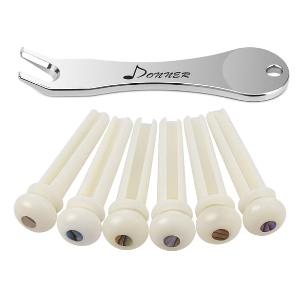 Pinzas puente para guitarra acústica Donner White Bone con punto de abulón