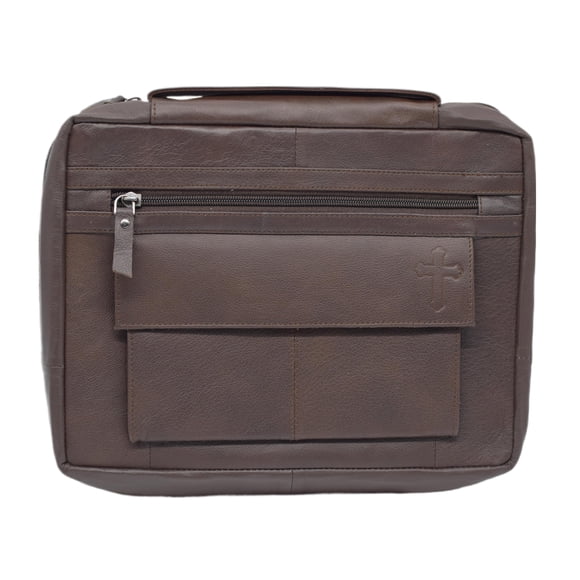 Funda grande de Biblia MARSHAL de cuero marrón 30 cm con asa