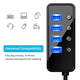 thumbnail image 4 of Concentrador USB 3.0 de 4 puertos con 4 puertos de datos USB 3.0 y 1 puerto de carga inteligente USB, divisor USB con interruptores de encendido y apagado individuales y adaptador de corriente de 5, 4 of 8