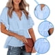 thumbnail image 3 of Blusas y camisas casuales de manga corta con cuello en V y encaje para mujer, 3 of 6