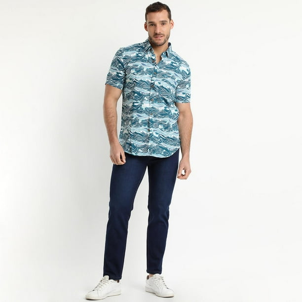 Camisa Estampada Diseño Mc Turquesa turquesa L